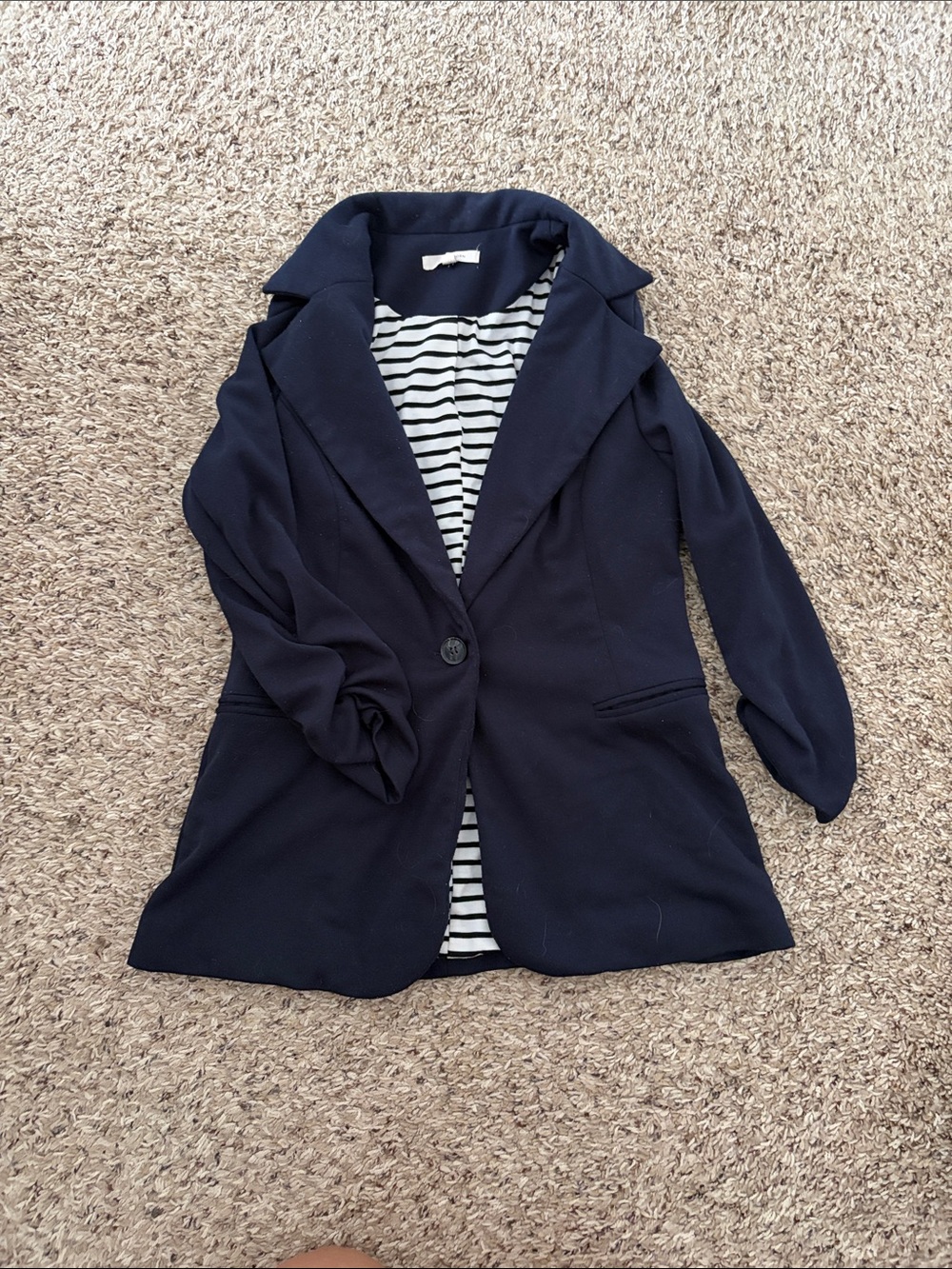Navy Single-Button Women's Blazer Jacket